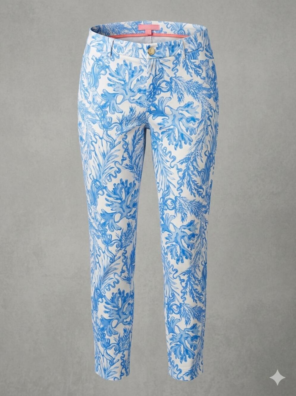 Lilly Pulitzer Kelly Pants Bay Blue Into The Deep Coastal Skinny Sz 4 Starfish